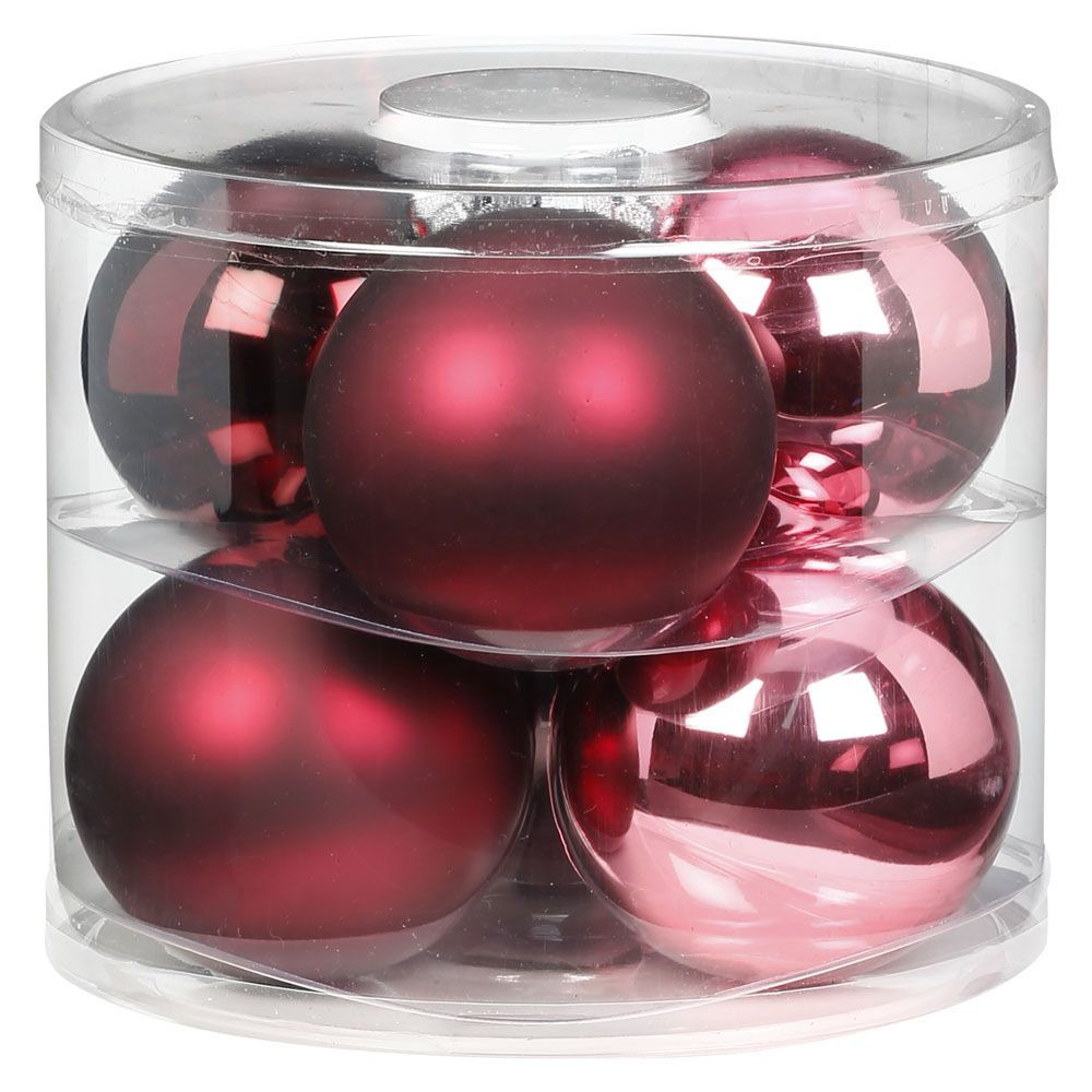 18x Berry Kiss mix roze/rode glazen kerstballen 10 cm glans en mat