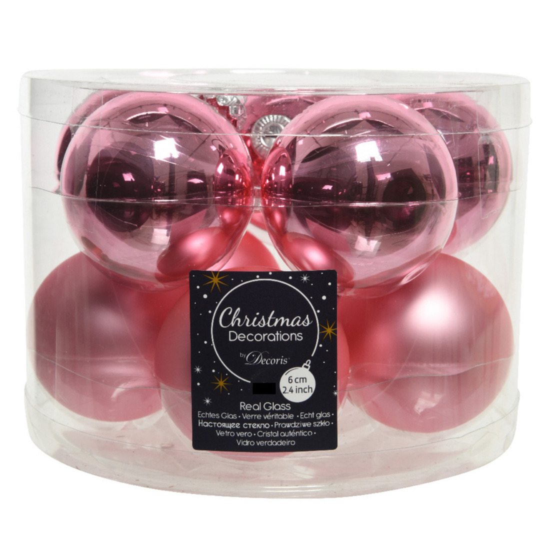 20x stuks glazen kerstballen lippenstift roze 6 cm mat/glans