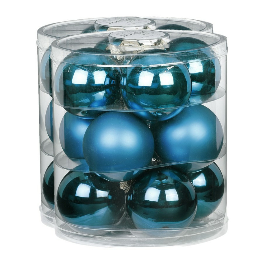 24x stuks glazen kerstballen diep blauw 8 cm glans en mat