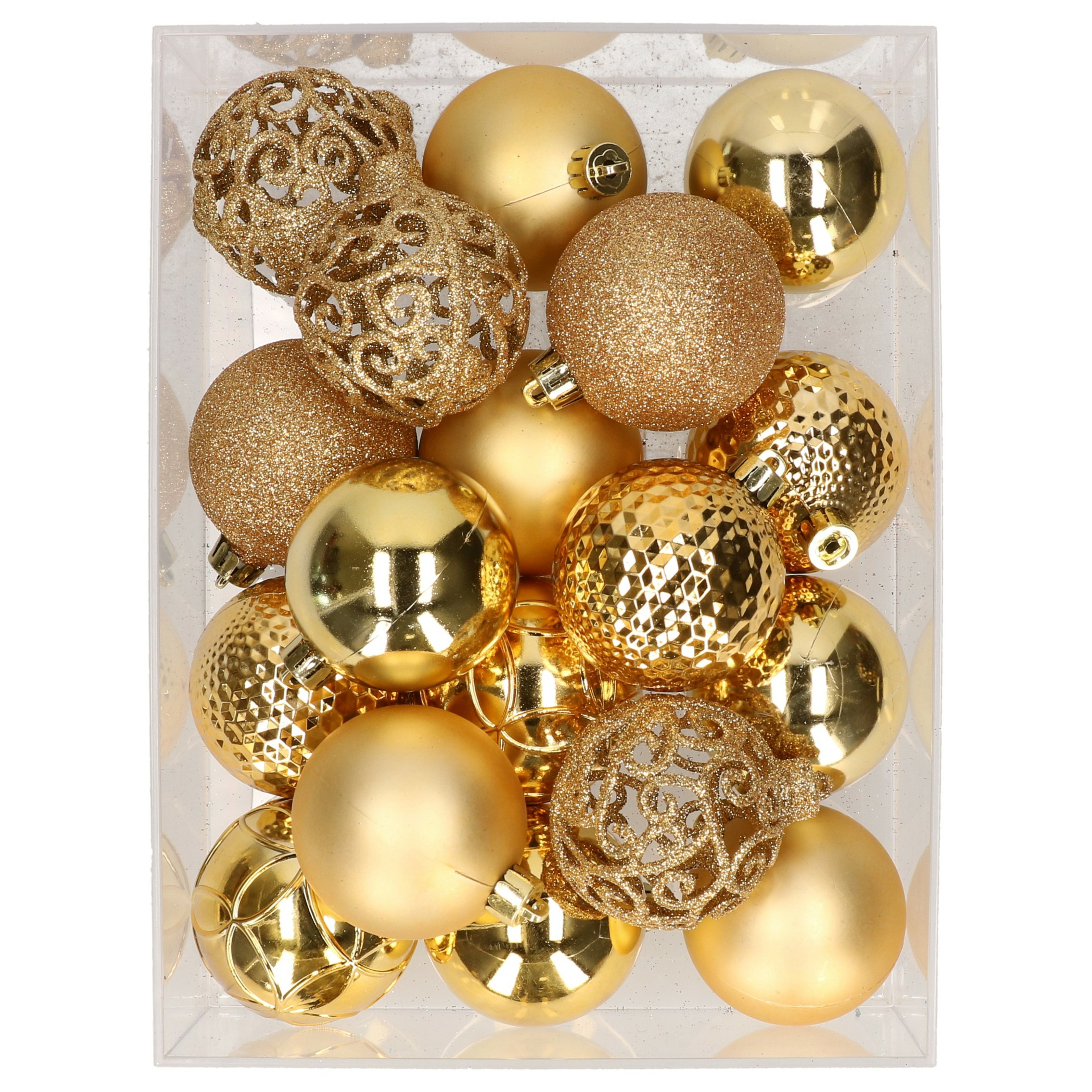 37x stuks kunststof kerstballen licht goud 6 cm
