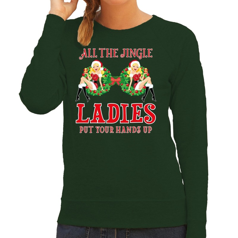 Groene kersttrui - kerstkleding all the single ladies - jingle ladies voor dames
