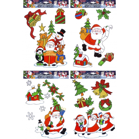 Kerst decoratie stickers kerstman plaatjes set