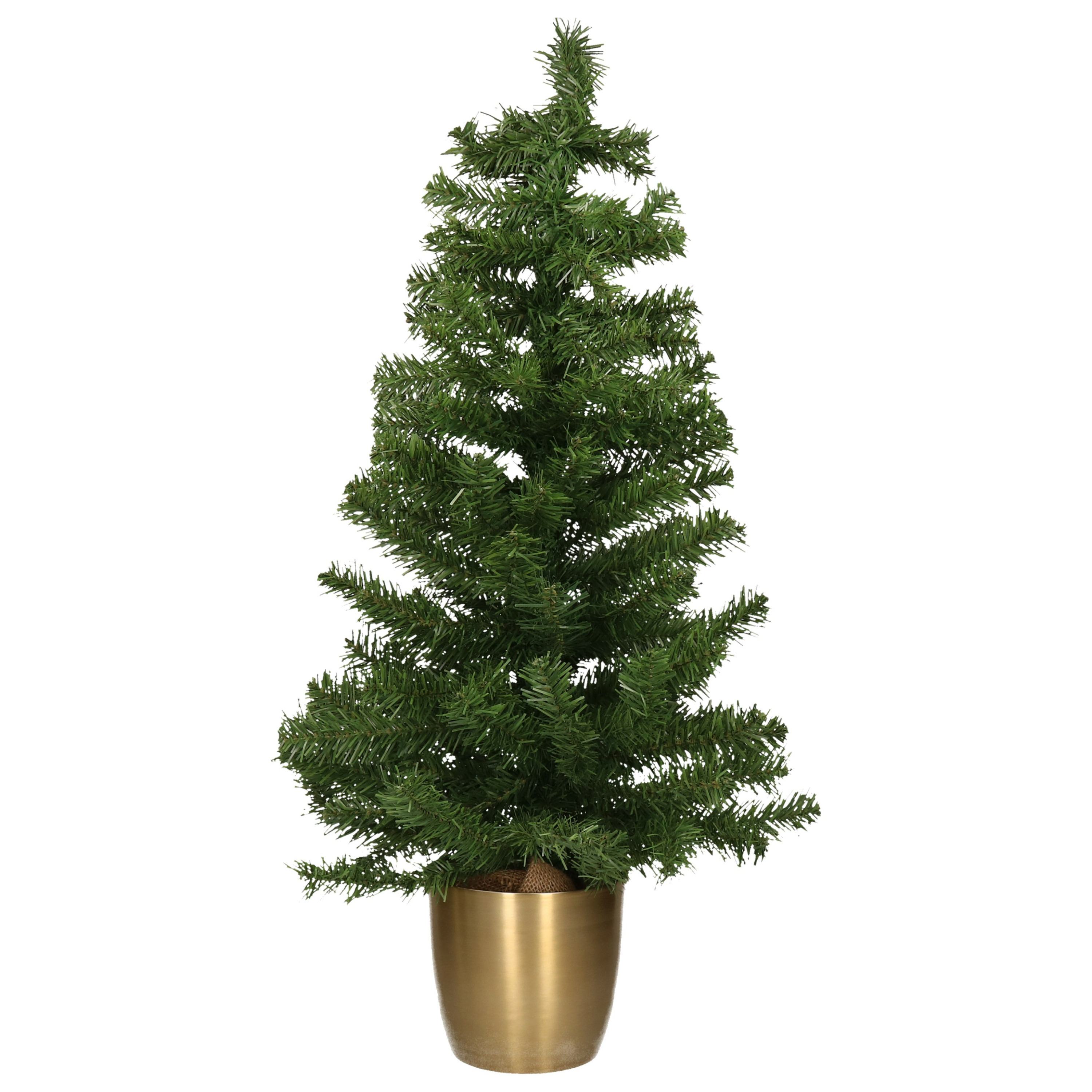 Kunst kerstboom/kunstboompje in gouden pot 90 cm