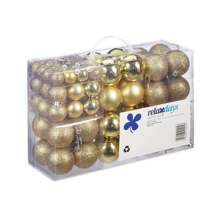 100x Gold plastic Christmas balls 3, 4 and 6 cm glitter, matt, shiny