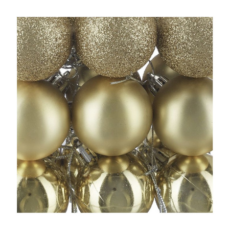 100x Gold plastic Christmas balls 3, 4 and 6 cm glitter, matt, shiny