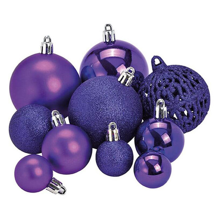 Kerstboomversiering 100x paarse plastic kerstballen