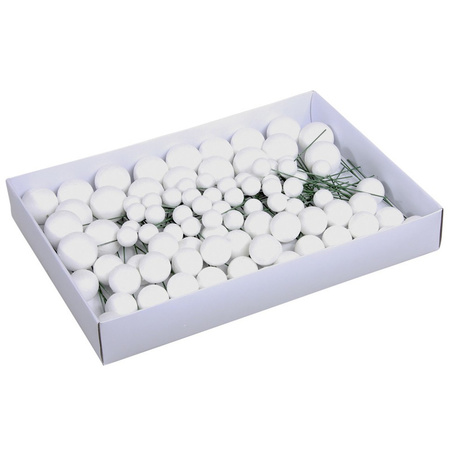 Voordeelverpakking witte glitter kerstballetjes instekers 2, 3 en 4 cm