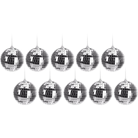 10x Zilveren disco kerstballen 10 cm