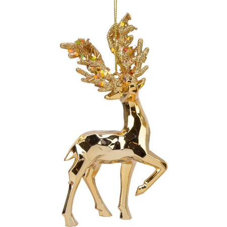 10x Kerstboomversiering rendier ornamenten goud 16 cm