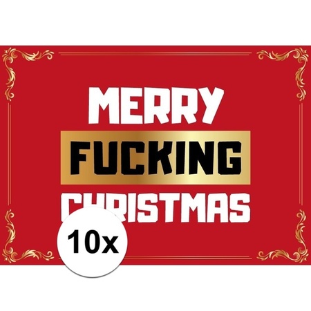 Grappige kerst wenskaarten Merry Fucking Christmas 10 stuks