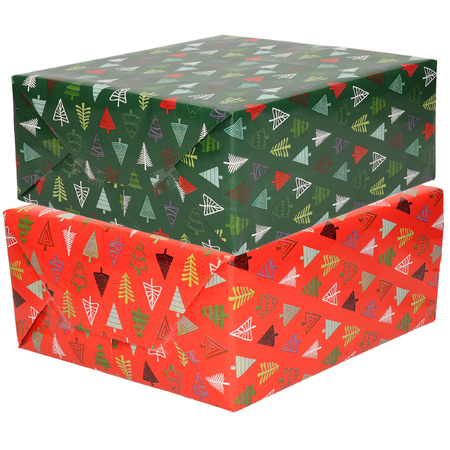 10x Rollen Kerst inpakpapier/cadeaupapier bomen 2,5 x 0,7 meter