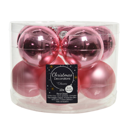 10x stuks glazen kerstballen lippenstift roze 6 cm mat/glans