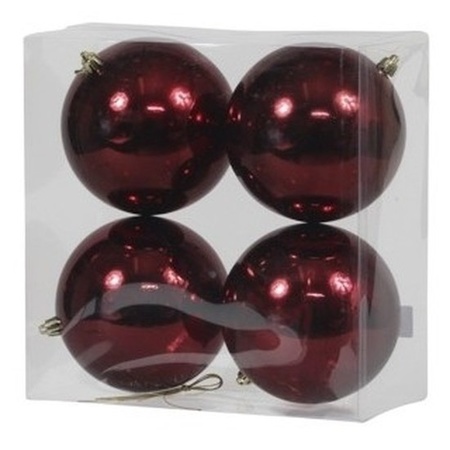 12x Kunststof kerstballen glanzend bordeaux rood 12 cm kerstboom versiering/decoratie
