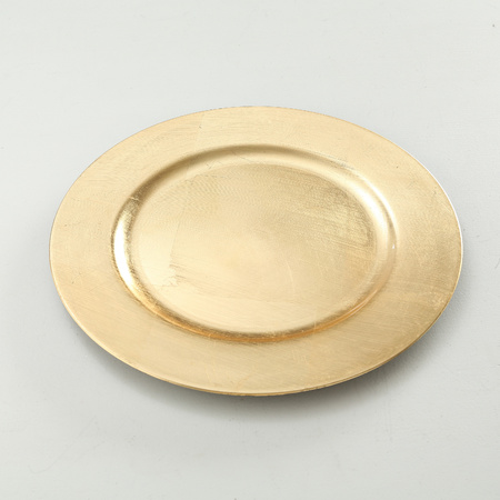 12x Dining/diner plates/platters gold 33 cm round