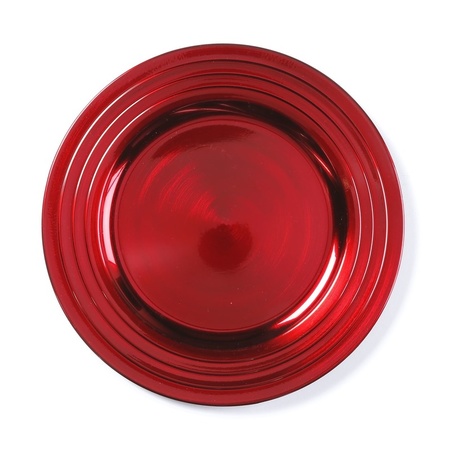 12x Diner plates/platters red shiny 33 cm round
