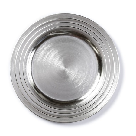 12x Diner plates/platters silver shiny 33 cm round