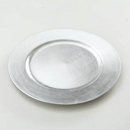 12x Ronde zilverkleurige onderzet diner/eettafel borden 33 cm