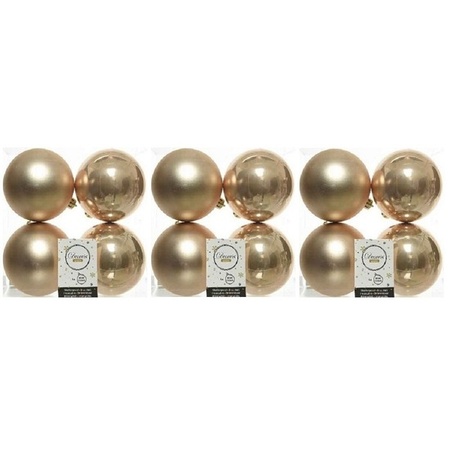 12x Kunststof kerstballen glanzend/mat donker parel/champagne 10 cm kerstboom versiering/decoratie