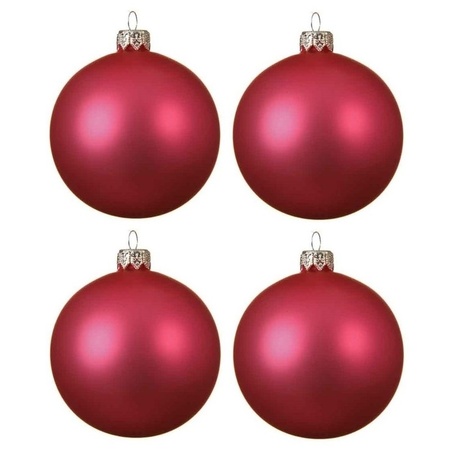 12x Glazen kerstballen mat fuchsia roze 10 cm kerstboom versiering/decoratie