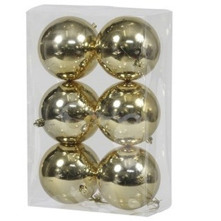 12x Kunststof kerstballen glanzend goud 10 cm kerstboom versiering/decoratie