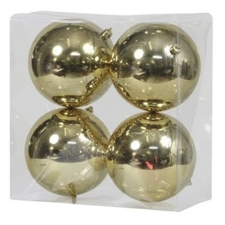 12x Kunststof kerstballen glanzend goud 12 cm kerstboom versiering/decoratie