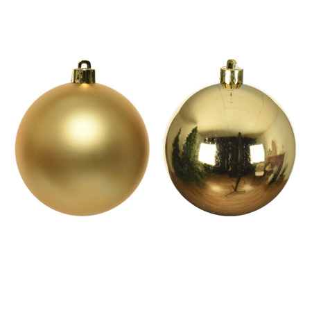 12x Gold Christmas baubles 6 cm plastic matte/shiny