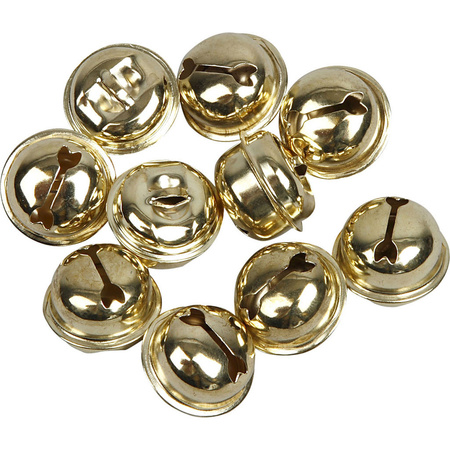 12x Metalen belletjes goud 13-15-17 mm met oog hobby/knutsel benodigdheden