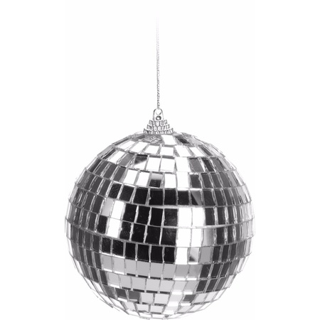12x Zilveren disco kerstbal 10 cm