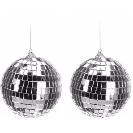 12x Zilveren disco kerstbal 10 cm