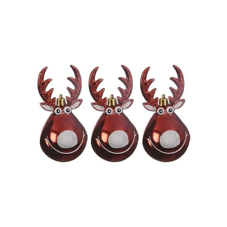 12x Christmas tree decoration red reindeer Rudolph 11 cm