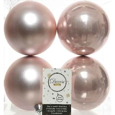 12x Kunststof kerstballen glanzend/mat lichtroze 10 cm kerstboom versiering/decoratie
