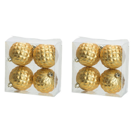 12x Luxe gouden kunststof kerstballen 8 cm kerstboomversiering