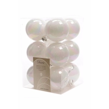 36x Christmas baubles mix of light pink, pearlescent white and velvet pink 6 cm plastic matte/shiny