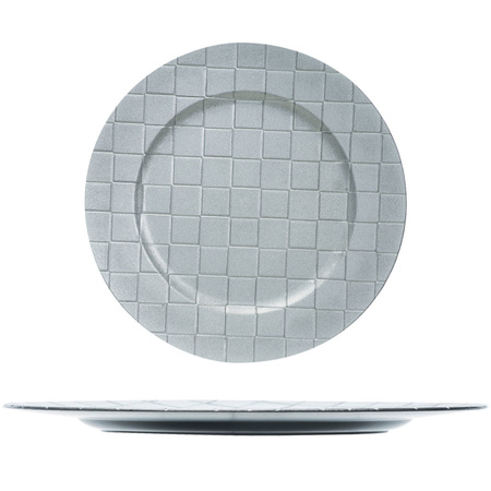 12x Diner plates/platters silver 33 cm round