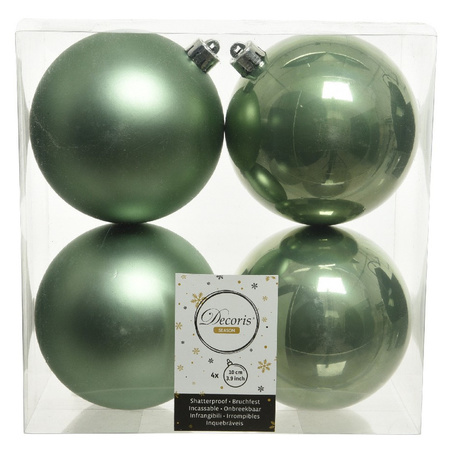 12x Kunststof kerstballen glanzend/mat salie groen 10 cm kerstboom versiering/decoratie