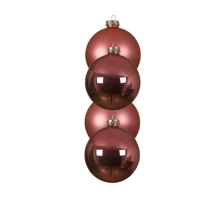 12x stuks glazen kerstballen lippenstift roze 10 cm mat/glans
