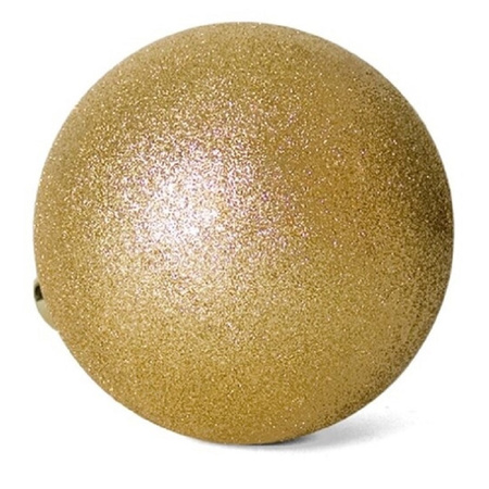 Gerimport Kerstballen - 12 ST - goud - kunststof - glitters - D6 cm