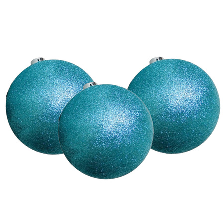 12x stuks kerstballen ijsblauw glitters kunststof 4 cm