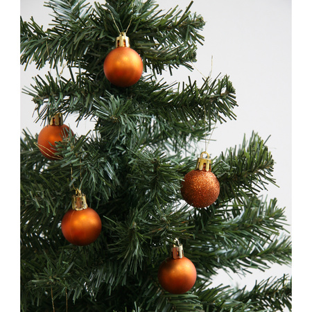 12x pieces christmas baubles orange plastic 3 cm