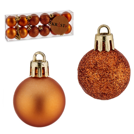 Krist+ Kerstballen - 12x ST - oranje - kunststof - 3 cm - glitter - mat
