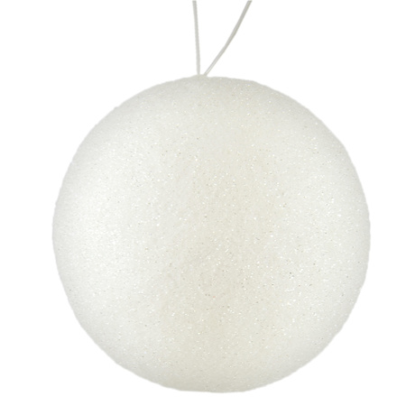 12x stuks kerstballen zilver/wit glitters kunststof 8 cm