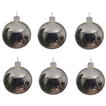 12x Glazen kerstballen glans zilver 8 cm kerstboom versiering/decoratie