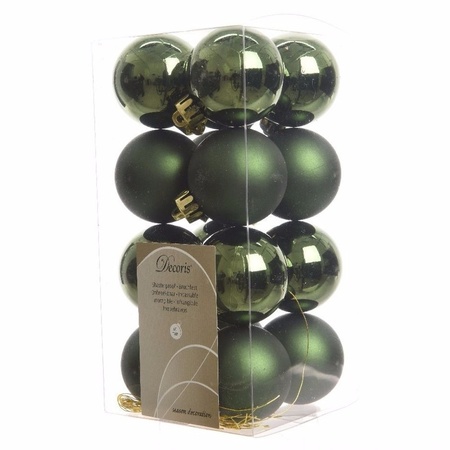 32x stuks kunststof kerstballen mix van zwart en donkergroen 4 cm
