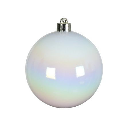 16x Kunststof kerstballen glanzend/mat parelmoer wit 4 cm kerstboom versiering/decoratie
