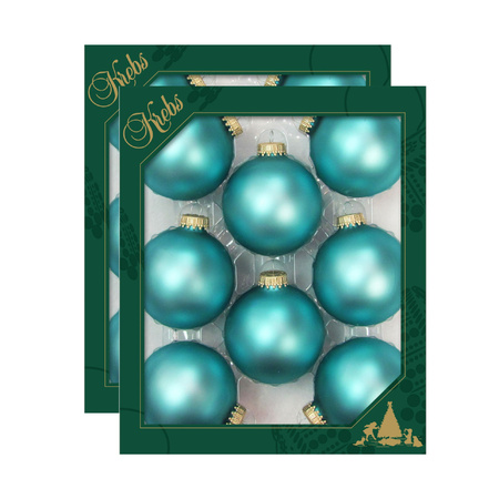 16x pcs glass christmas baubles spa velvet blue 7 cm