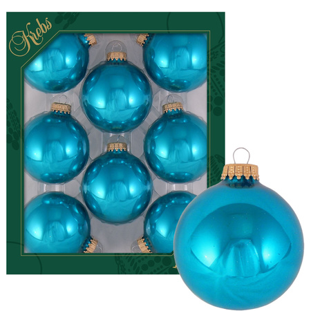 16x stuks glazen kerstballen 7 cm tropical aqua blauw