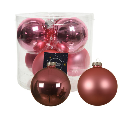 16x stuks glazen kerstballen lippenstift roze 10 cm mat/glans