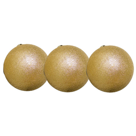 16x stuks kerstballen goud glitters kunststof 7 cm