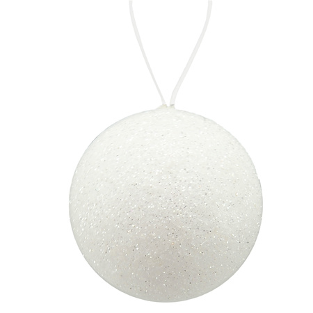 16x stuks kerstballen zilver/wit glitters kunststof 7 cm