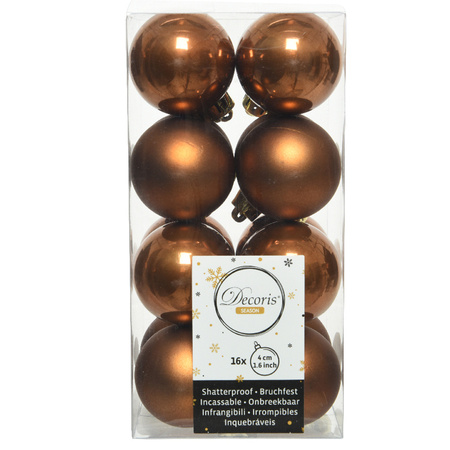30x stuks kunststof kerstballen bruin 3 en 4 cm